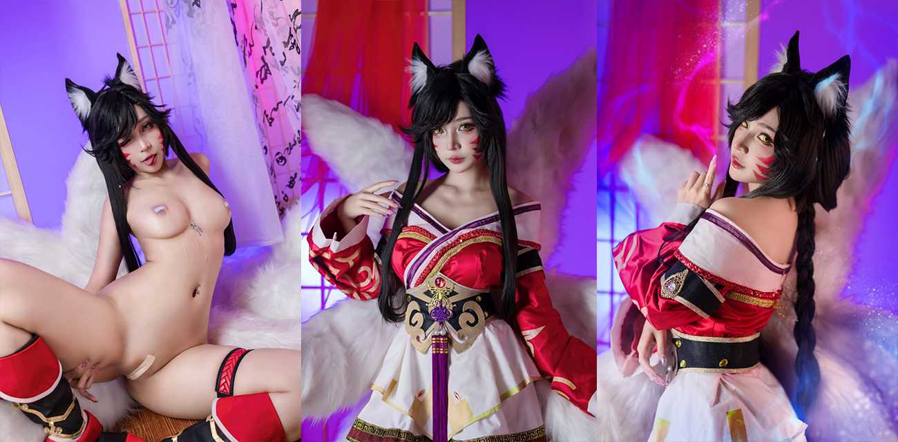 神颜爆乳福利姬【UmekoJ】COS九尾骚狐阿狸魅魔降临，紧身淫装下乳浪臀波翻涌媚眼轻颤间尽是勾魂摄魄